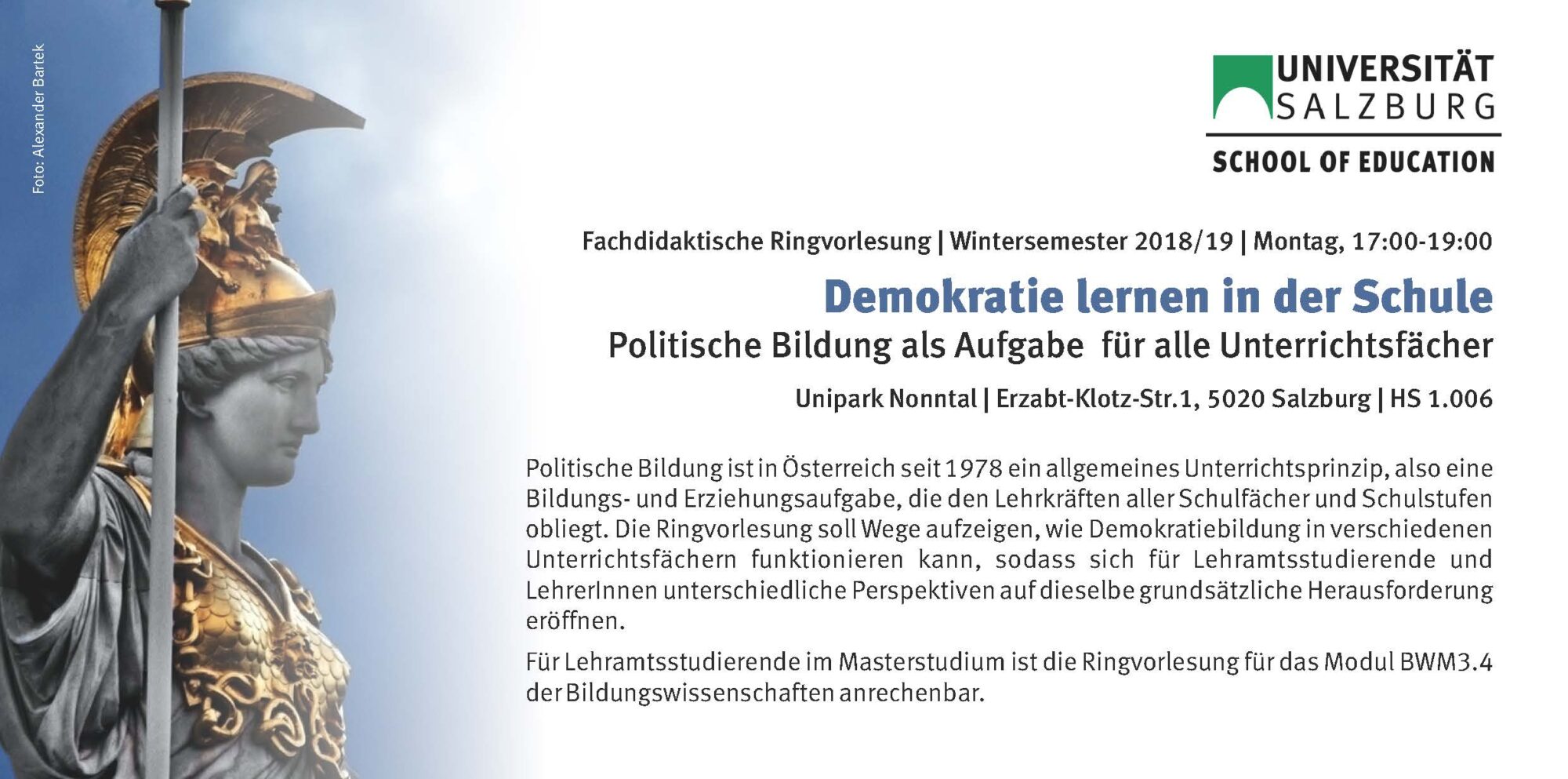 Fachdidaktische Ringvorlesung Demokratie lernen in der Schule