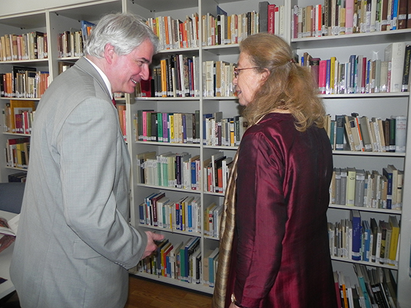 Frau Prof. Bäumer im Gespräch mit Herrn Rektor Prof. Schmidinger