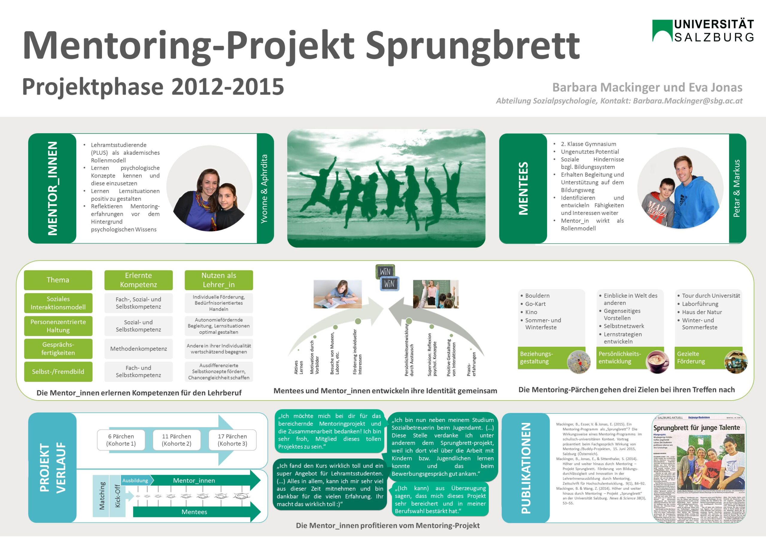 Poster zum Mentoring Projekt namens Sprungbrett, Projektphase 2012 bis 2015