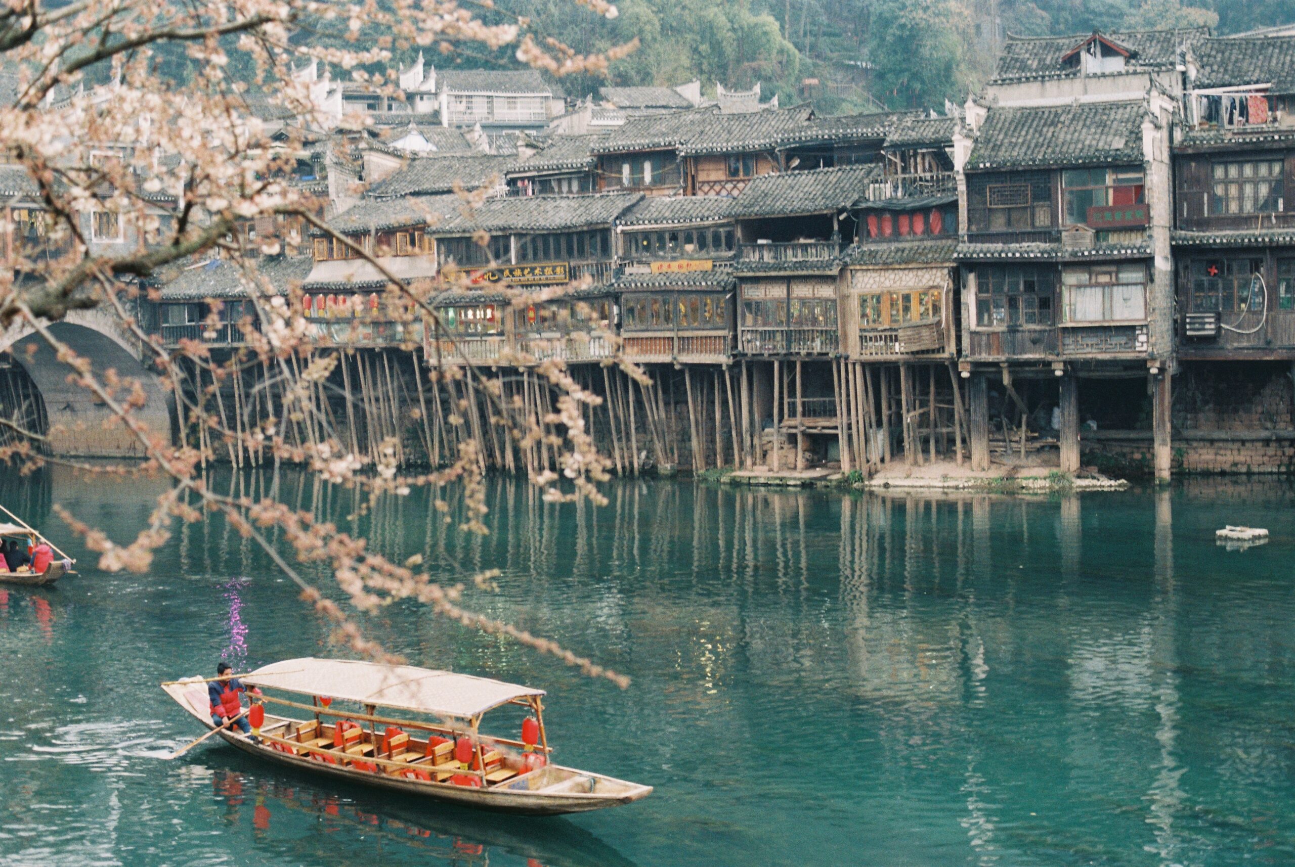 Boot am Fluss in China