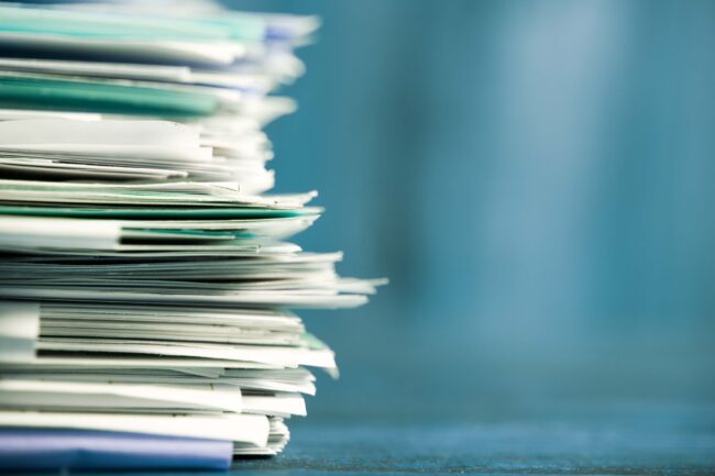 Photo of a stack of documents