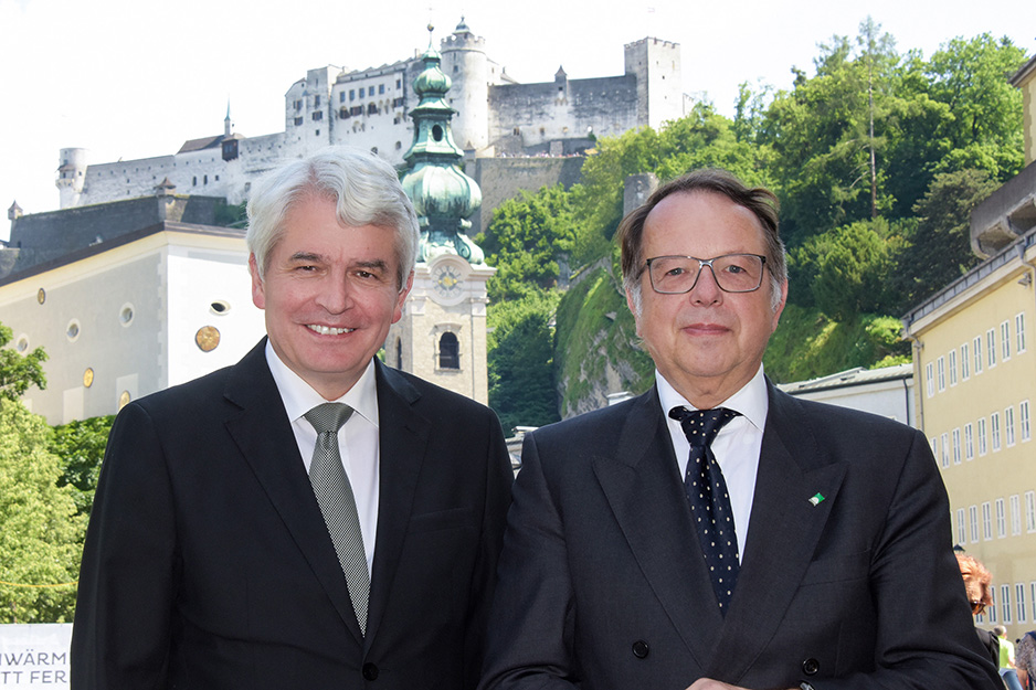 Foto: Rektor Heinrich Schmidinger und der designierte Rektor Hendrik Lehnert. Fotonachweis: Scheinast