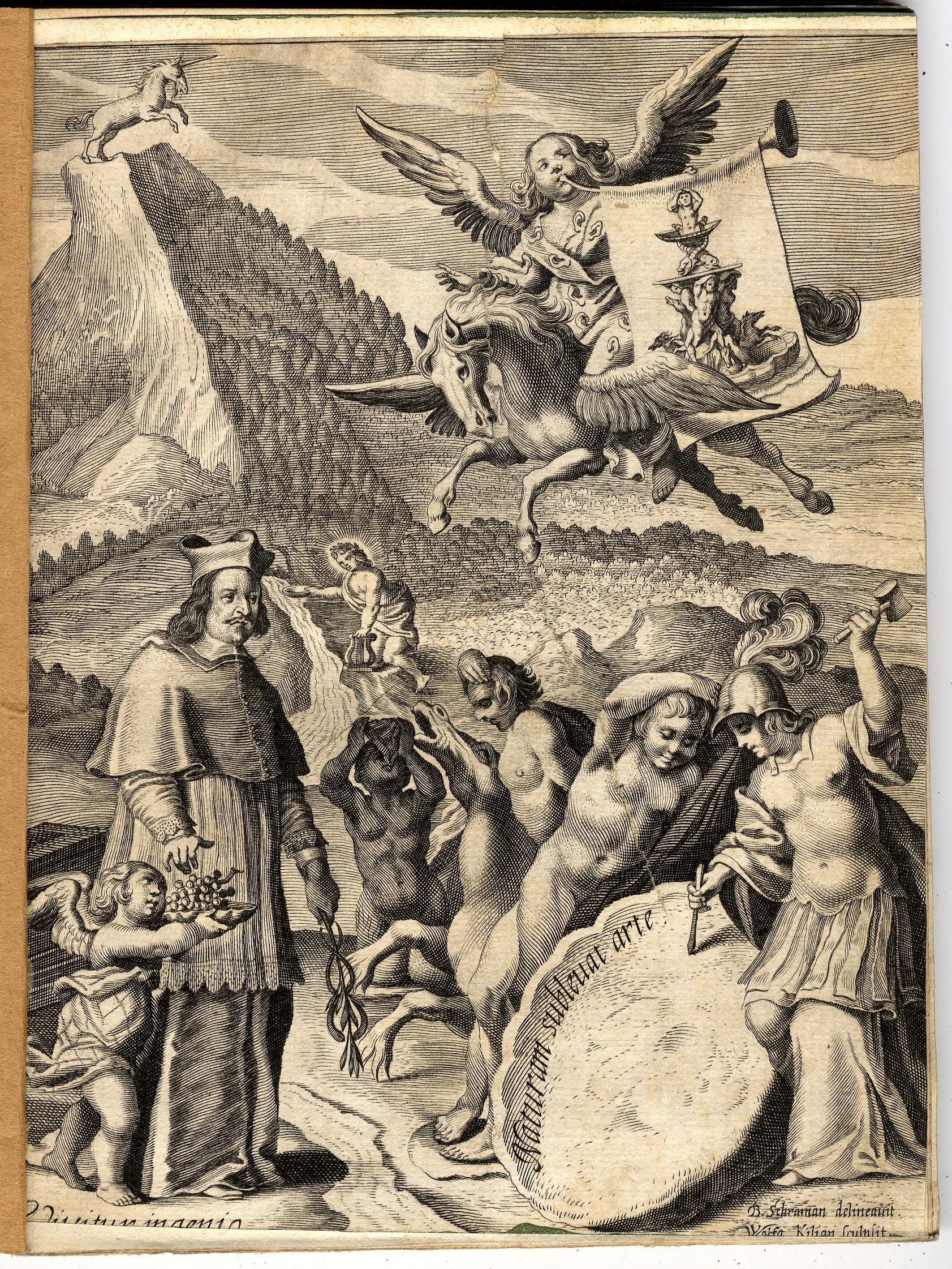 Frontispiz zur Thesenschrift „Rivi logici ex fonte Aristotelico deducti“, 1658