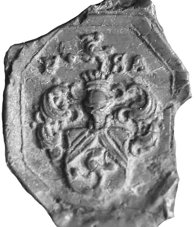 Siegelrest aus der ehemaligen Silberkammer, Alte Residenz, Wappen unbekannt