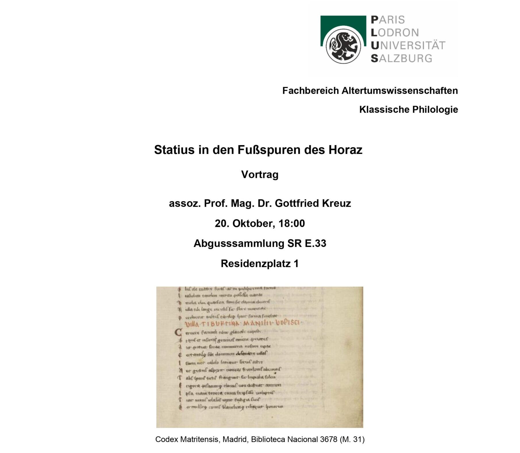 Vortrag Kreuz Statius Oktober 2022