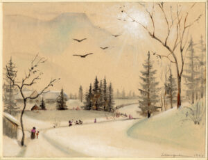 Bildnachweis: Aquarell: &copy;Universit&auml;tsbibliothek Salzburg: Emma Schlangenhausen: Predigtstuhl. Aquarell, 1940