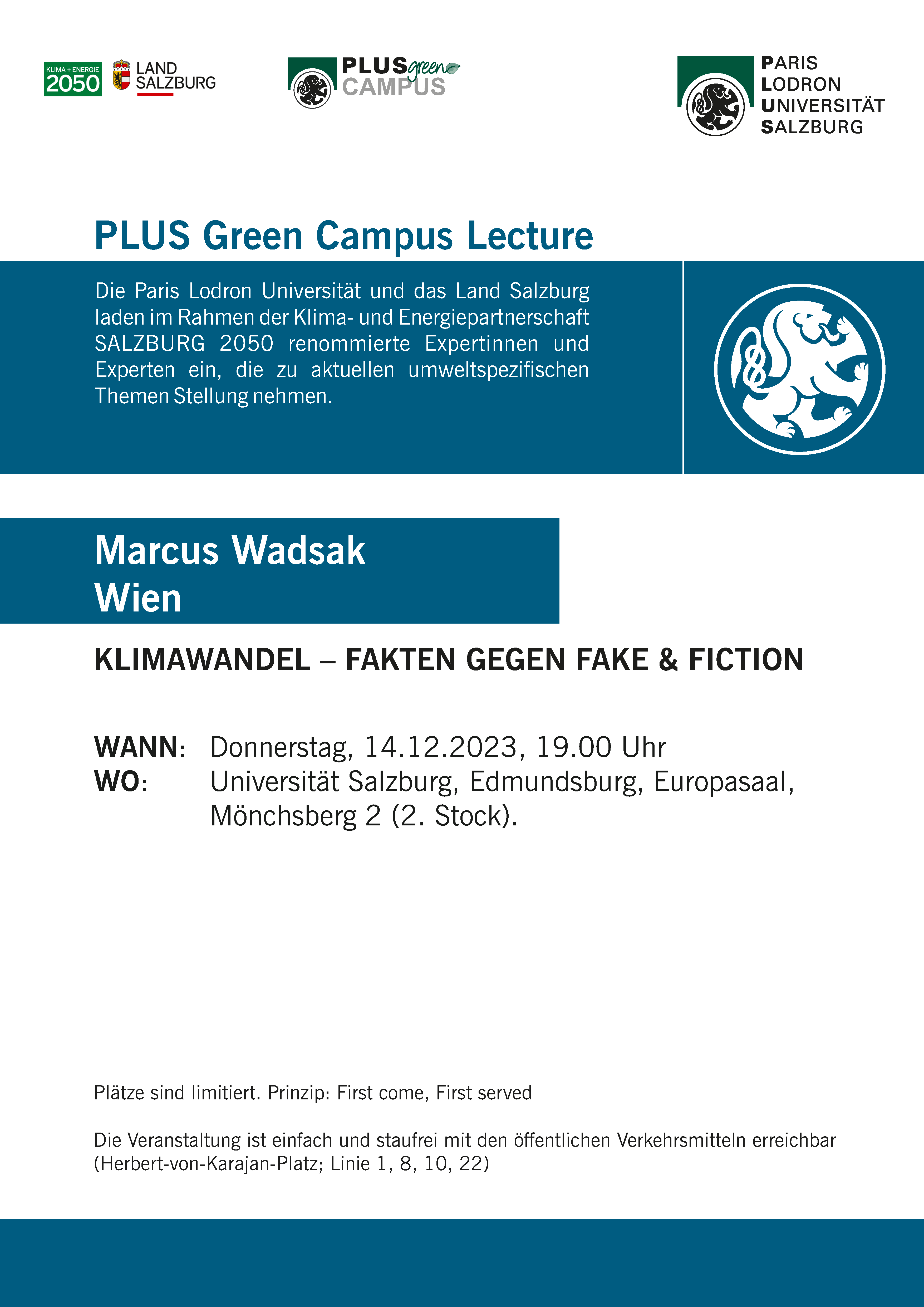 Flyer der PLUS Green Campus Lecture
