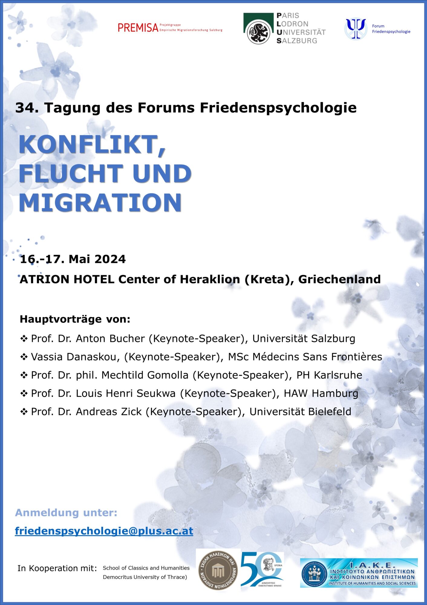 34. Tagung des Forums Friedenspsychologie | Plakat