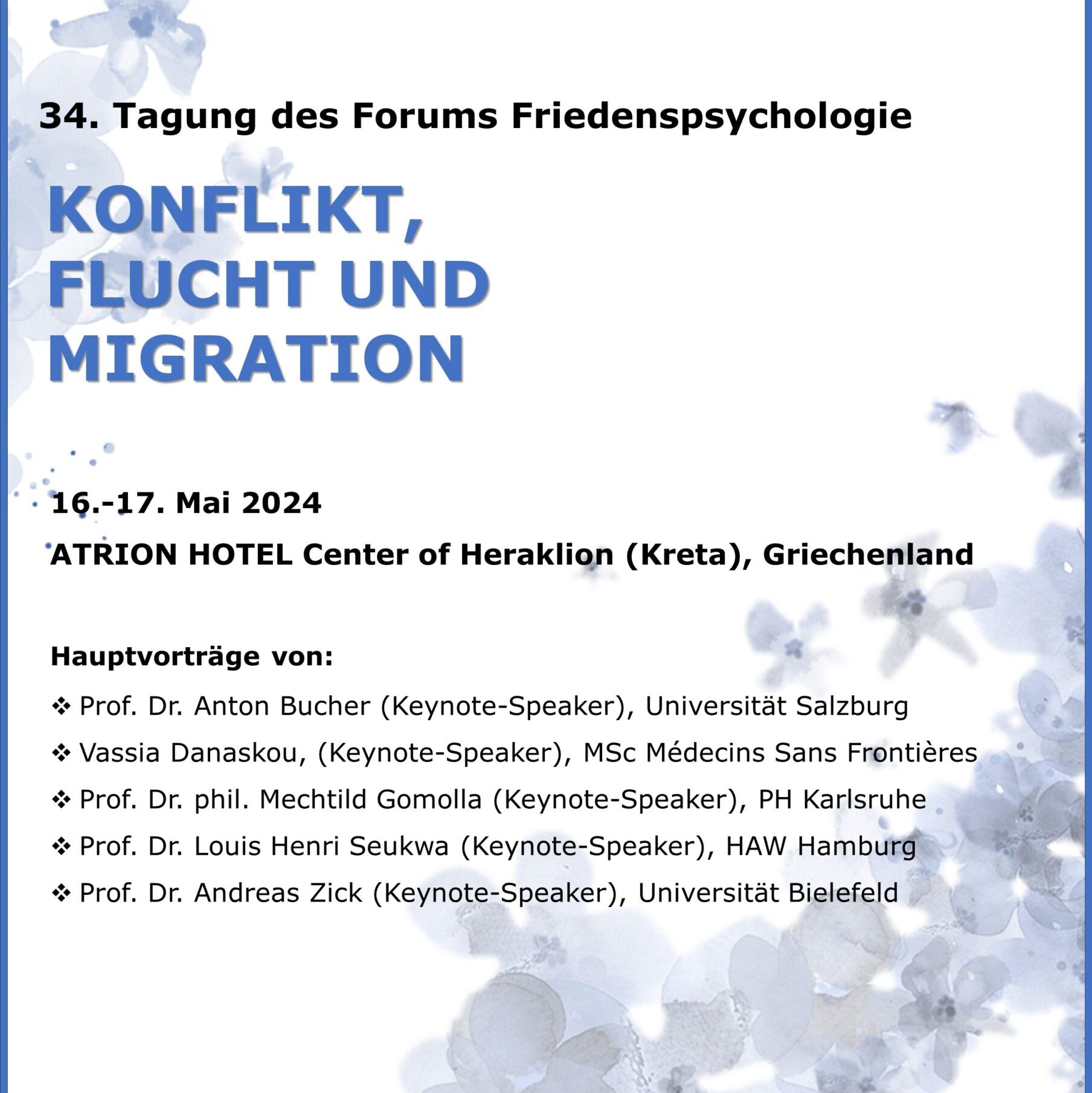 34. Tagung des Forums Friedenspsychologie | Plakat