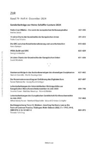 Z&Ouml;R Inhaltsverzeichnis