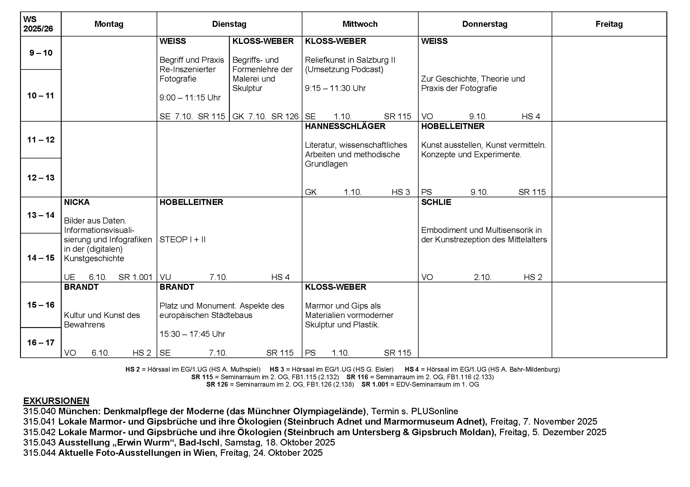 Stundeplan WiSe 2025/26