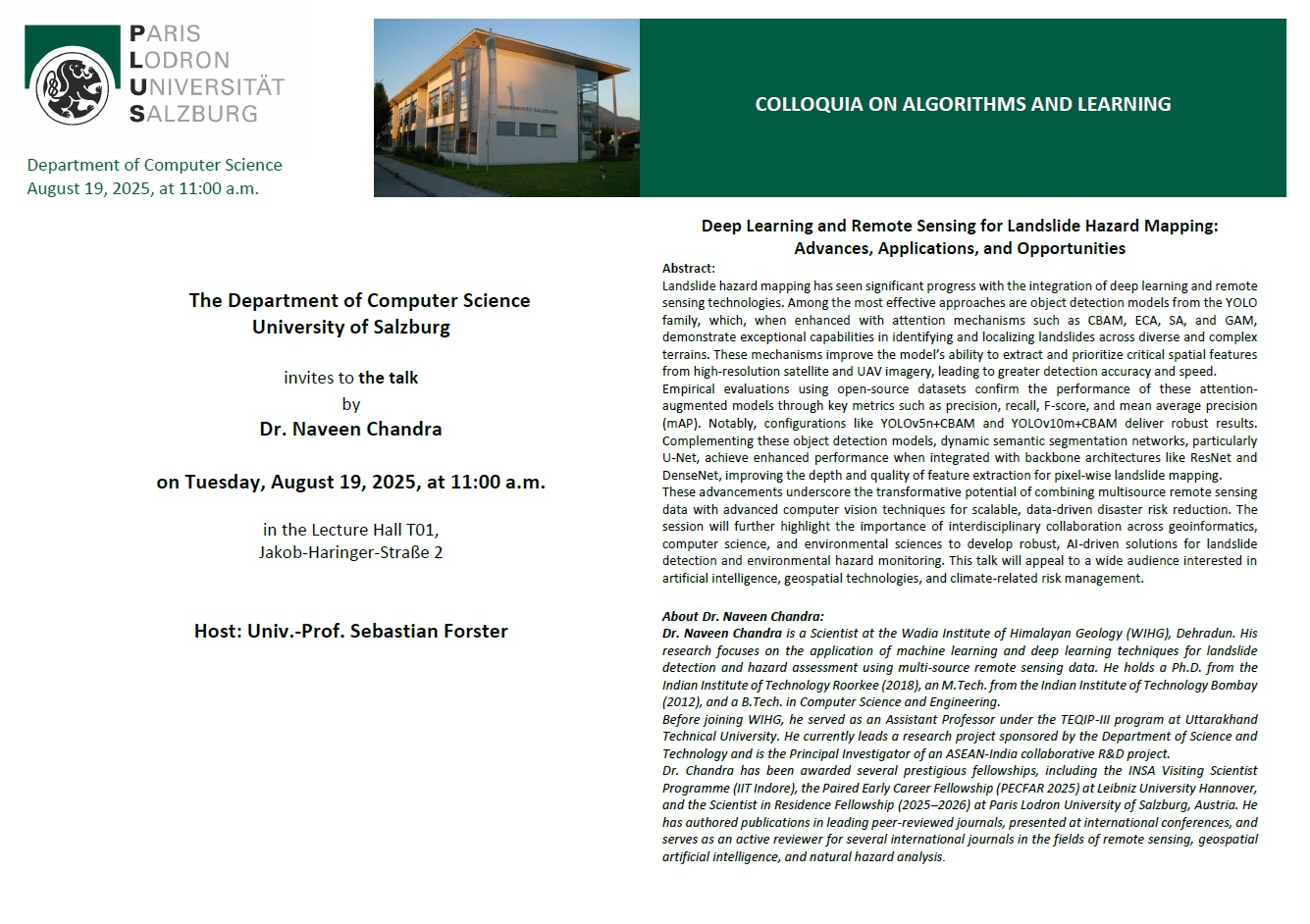 Gastvortrag Dr. Naveen Chandra