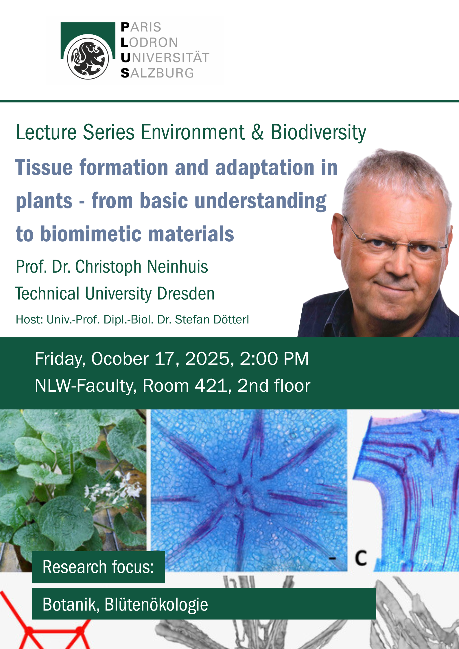 Gastvortrag Prof. Dr. Christoph Neinhuis - Seminarreihe Umwelt und Biodiversität