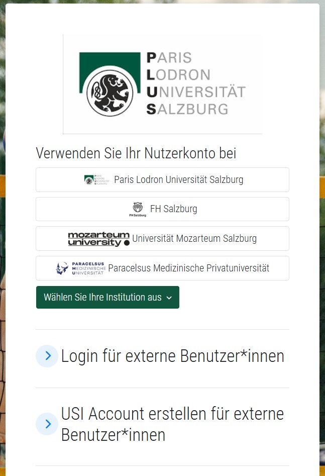 Darstellung der Login-Möglichkeiten