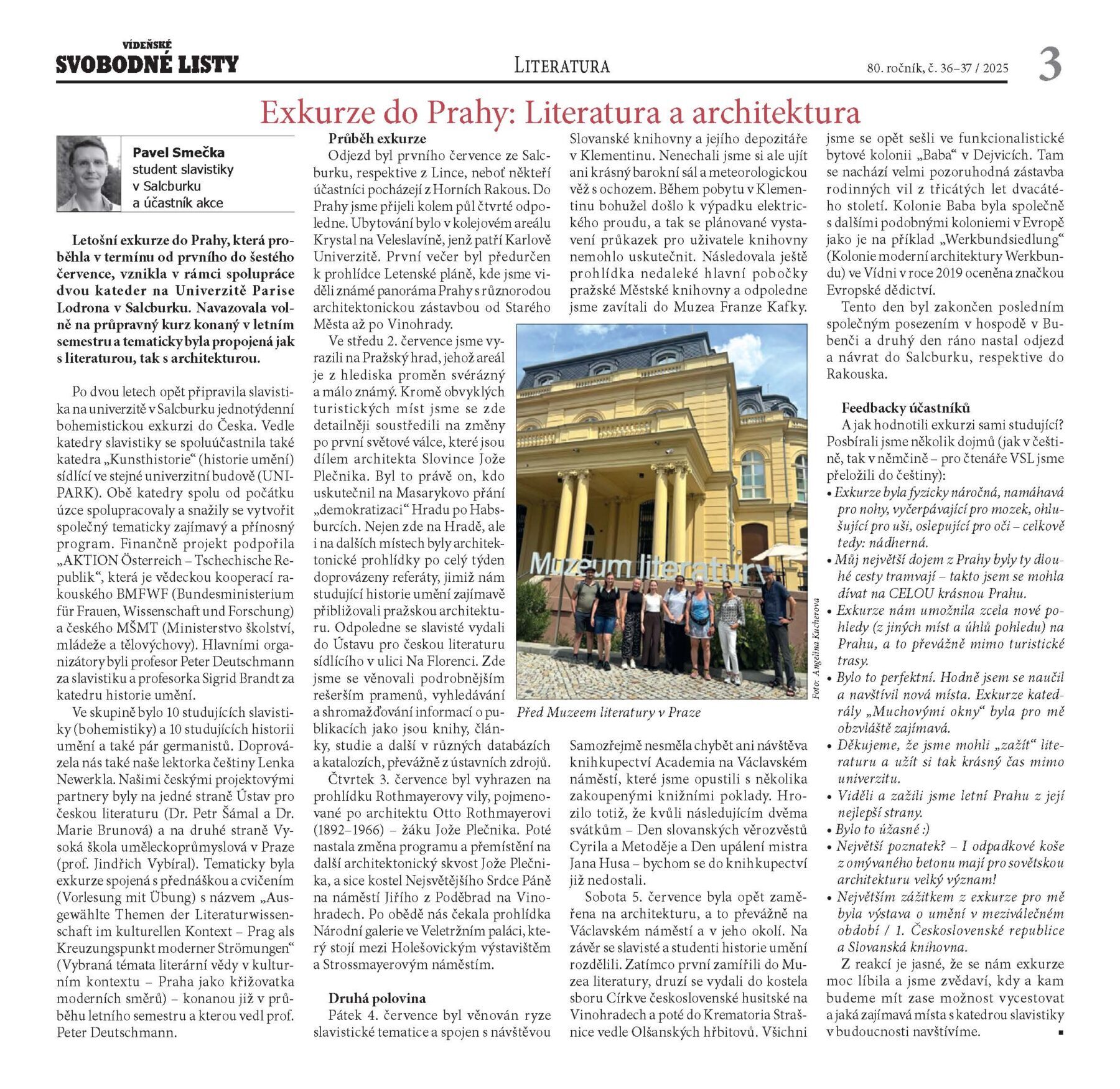 Exkursionsbericht „Exkurze do Prahy: Literatura a architektura”