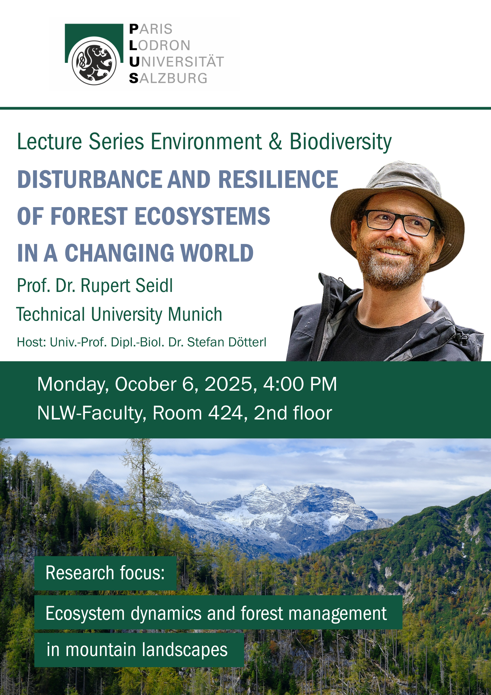 Gastvortrag Prof. Dr. Rupert Seidl - Seminarreihe Umwelt und Biodiversität