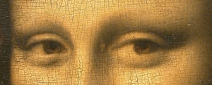 Detail der Mona Lisa mit Krakelee-Mustern 