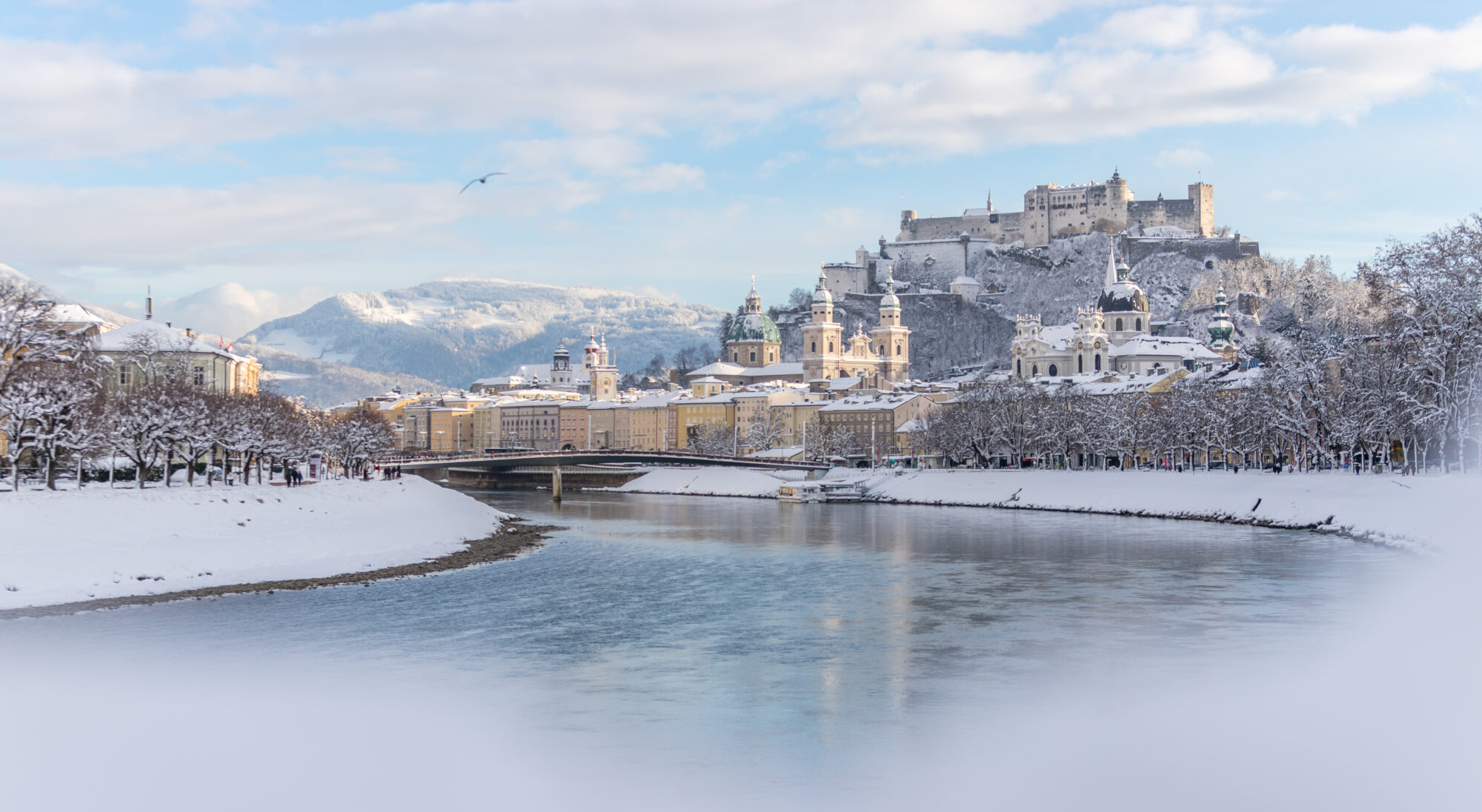 Salzburg Panoramabild mit Schnee
