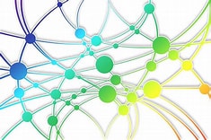 Darstellung von KNotenpunkten eines bunten Netzwerks