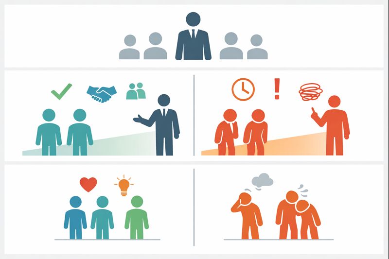 Grafik, die veranschaulicht wie sich F&uuml;hrungsstil auf Mitarbeiter auswirkt