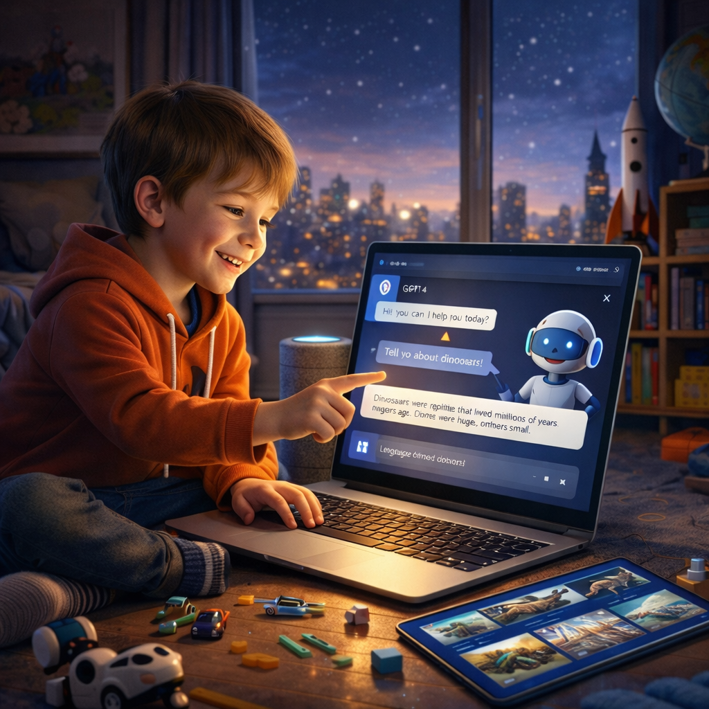 Boy with a laptop (AI generated)