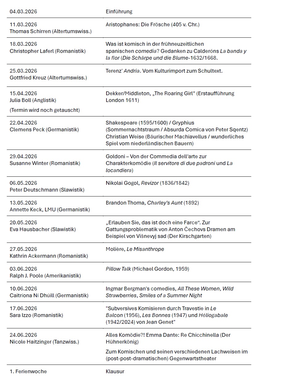 Vorläufiges Programm