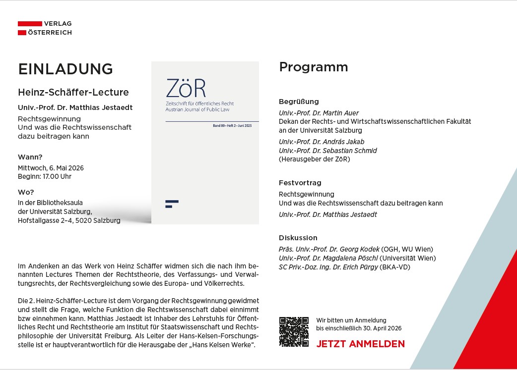 Einladungsflyer Sch&auml;ffer Lecture 2026