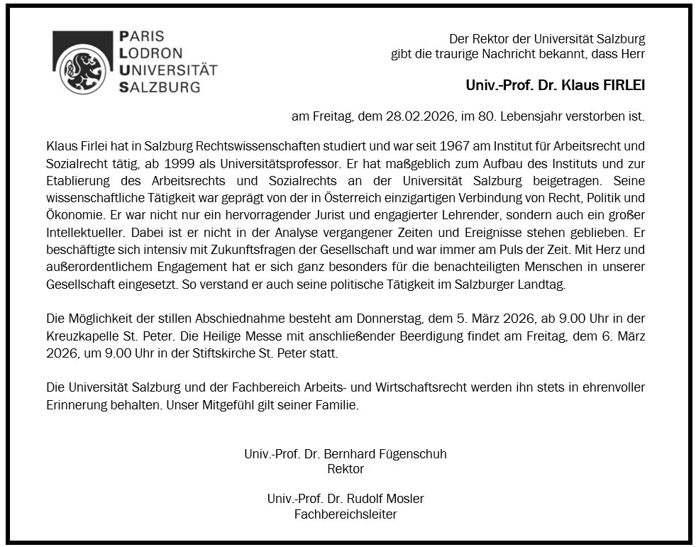 Trauermeldung Prof. Firlei