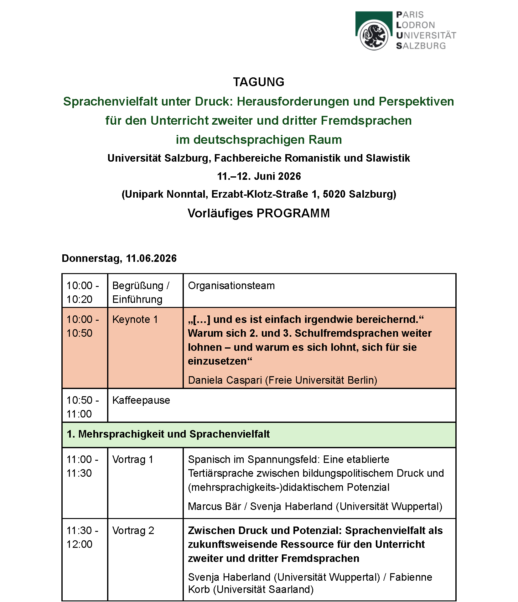 Programm S. 1