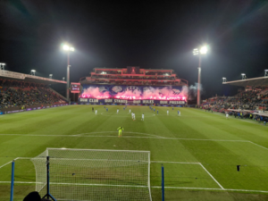 Lukas' photo of a football match in Olomouc.