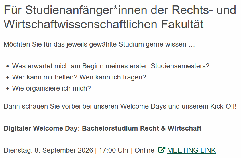 Information von der Homepage der RWW Fakult&auml;t