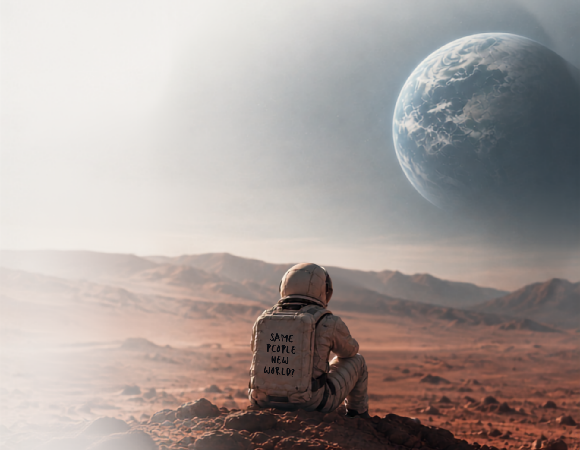 Astronaut blickt vom All auf die Erde