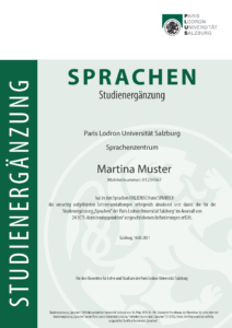 Musterzertifikat Studienerg&auml;nzung Sprachen