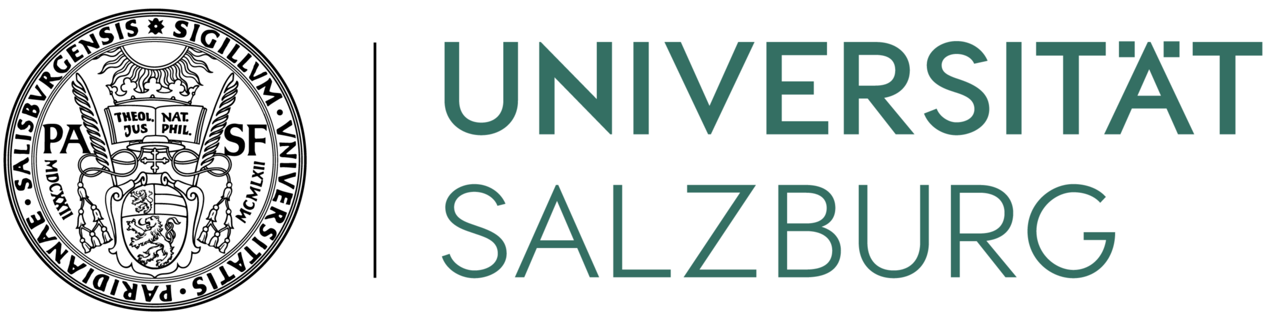Wort-Bild-Marke Universit&auml;t Salzburg farbig linksb&uuml;ndig