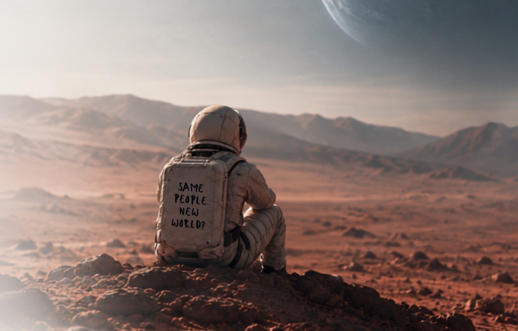 Astronaut blickt auf die Erde